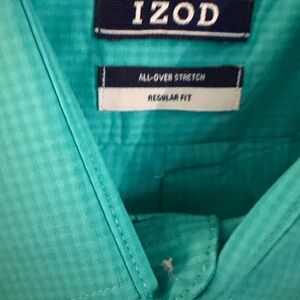 Izod Men's Teal Casual Button Down Shirt
